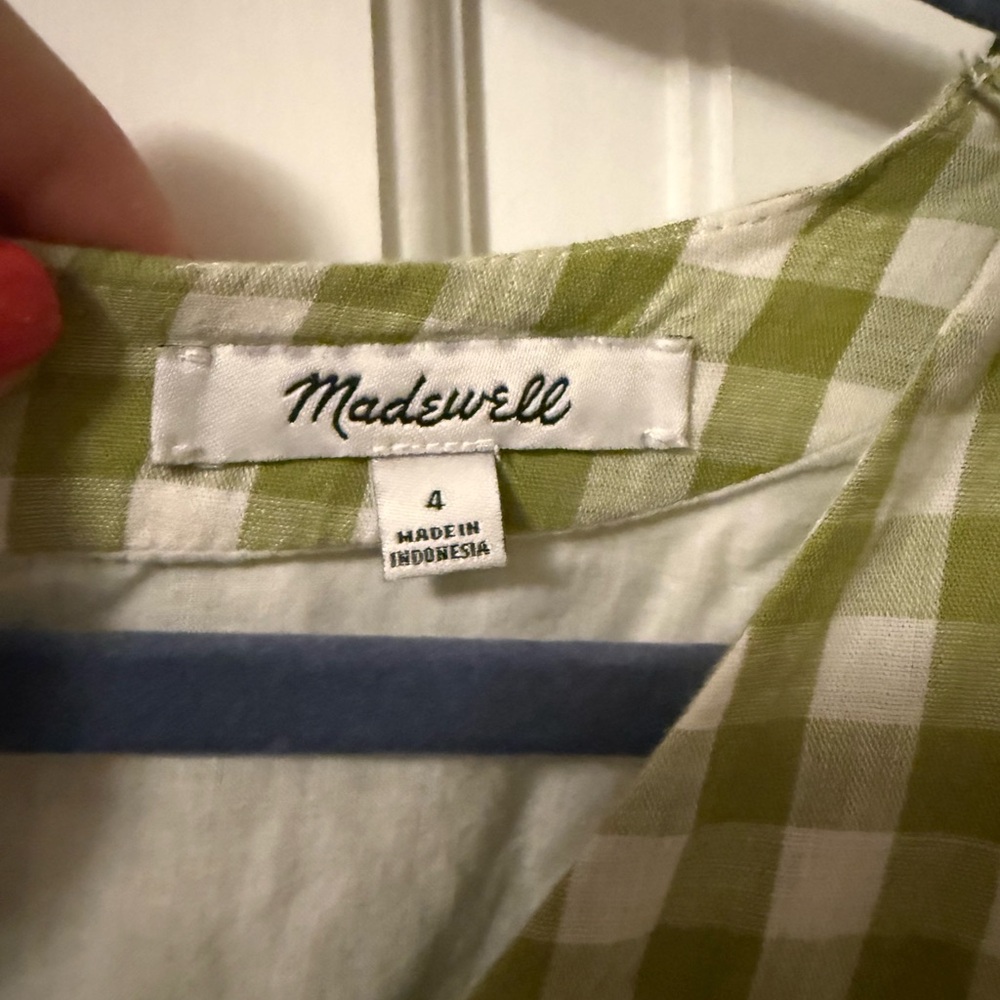 Green Gingham Button-Down Dress - image 4